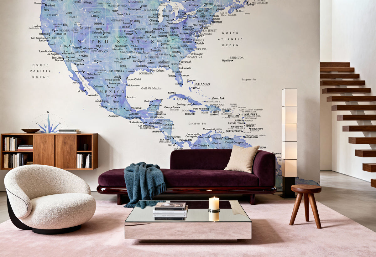 US Mexico Caribbean Map - Isidora Mural Wallpaper - room preview 04