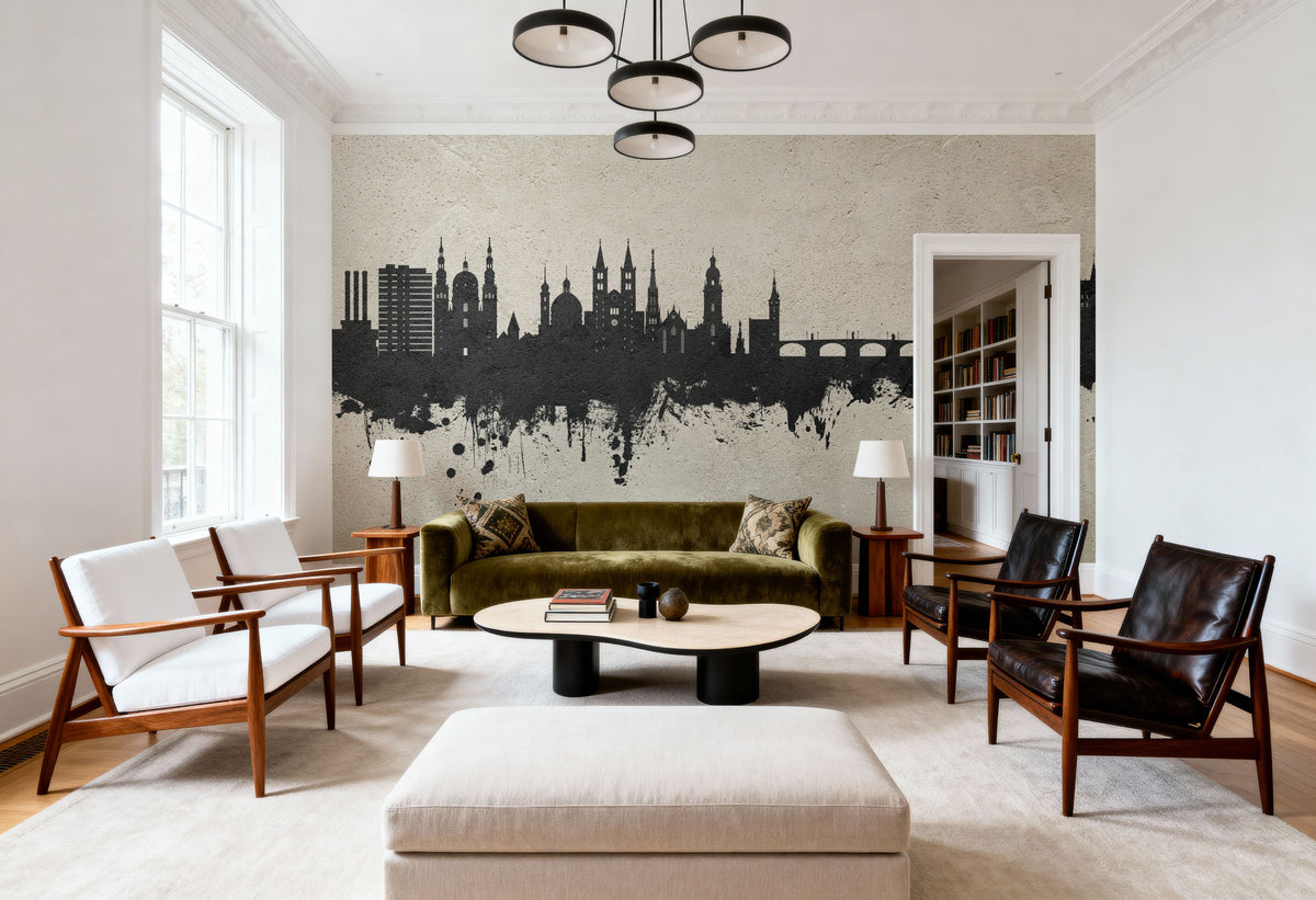 Würzburg Germany Skyline Concrete Mural Wallpaper - room preview 04