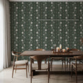 Trailing Flower Stripe, Soft Green Mural Wallpaper - room preview 04