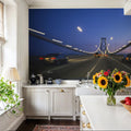 Twilight Bridge Crossing Mural Wallpaper - room preview 04