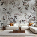 Birds Everywhere Red Mural Wallpaper - room preview 04