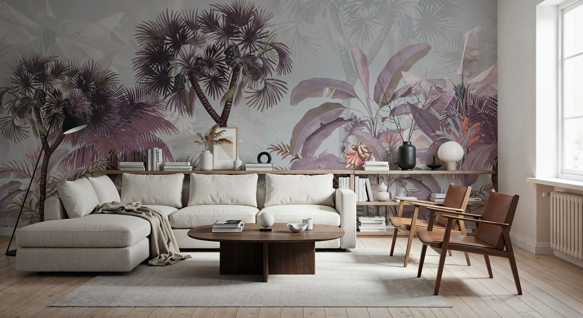 Tropical Forest Strolls Blue Mural Wallpaper - room preview 04