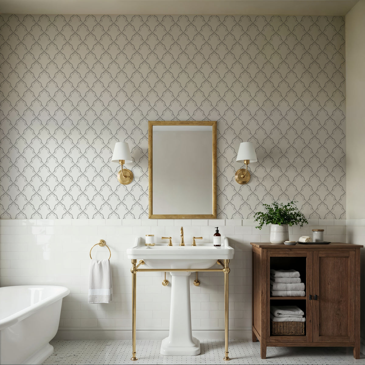 Medallion Trellis, Stone Mural Wallpaper - room preview 04