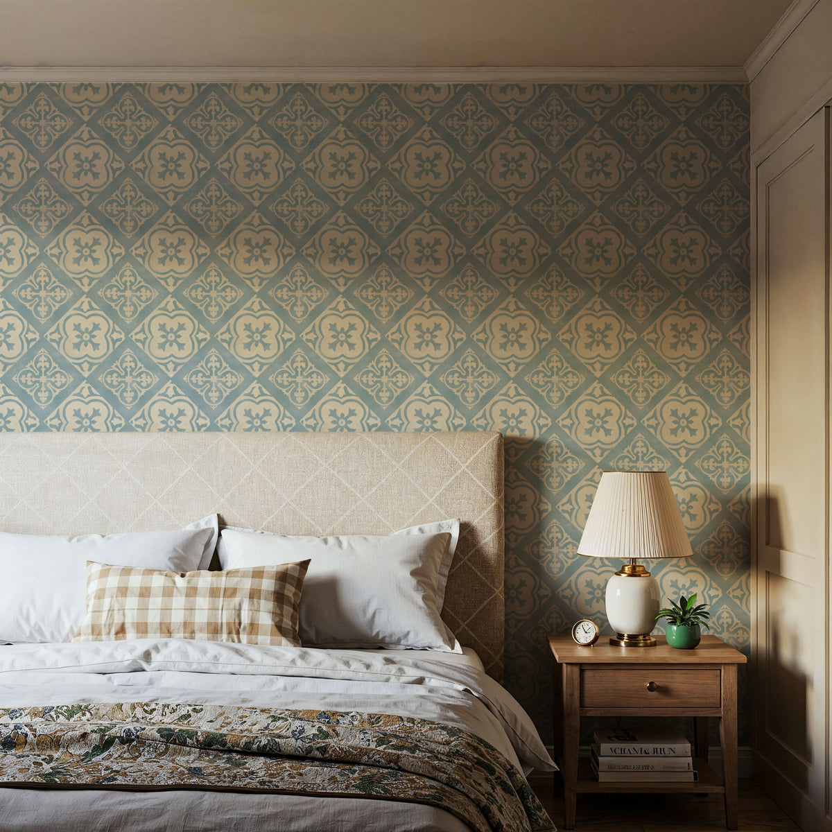 Tile It Up Blue Mural Wallpaper - room preview 04