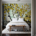 Yellow Leaves Mural Wallpaper - room preview 04