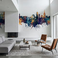 Salisbury England Skyline Blue & Bronze Mural Wallpaper - room preview 04