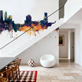 Tampa Florida Skyline Blue & Bronze Mural Wallpaper - room preview 04