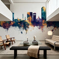 Lexington Kentucky Skyline Blue & Bronze Mural Wallpaper - room preview 04