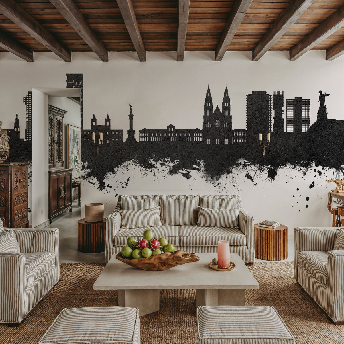 Quito Ecuador Skyline Black & White Mural Wallpaper - room preview 04