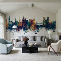 Inverness Scotland Skyline Blue & Bronze Mural Wallpaper - room preview 04