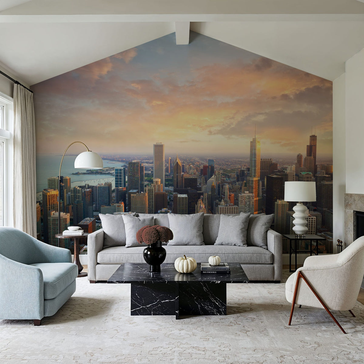 Chicago Sunset Mural Wallpaper - room preview 04