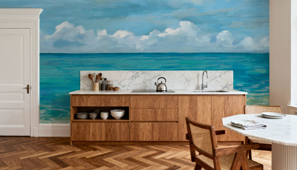 Caribbean Sea Strokes Mural Wallpaper - room preview 04