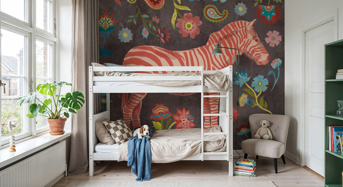 Zebra of the Jungle Mural Wallpaper - room preview 04