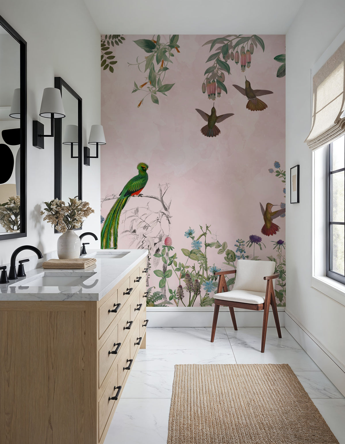 Fields of Birds and Flowers Mural Wallpaper - room preview 04