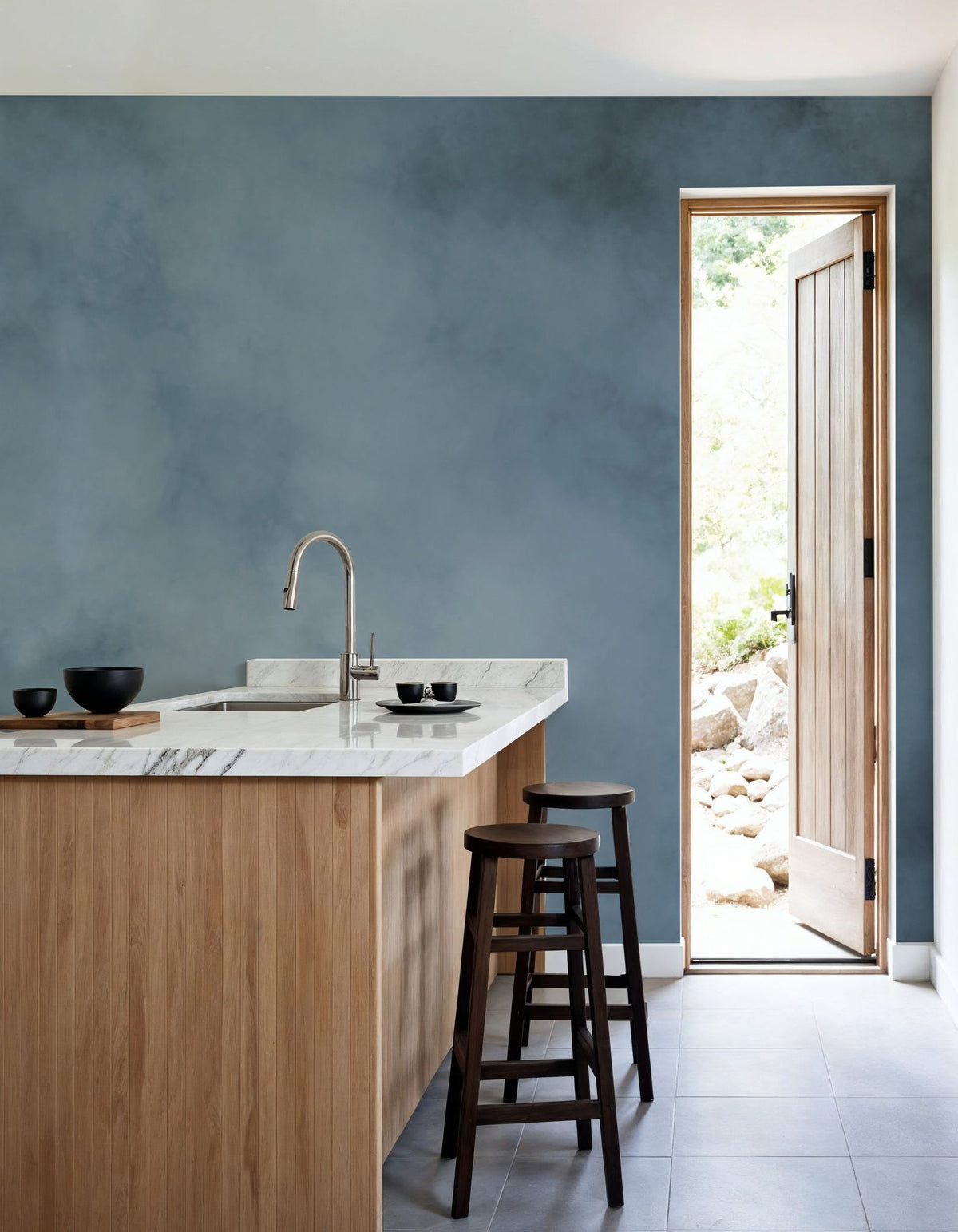 Soft Fog, Ocean Blue Mural Wallpaper - room preview 04