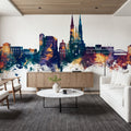 Uppsala Skyline Blue & Bronze Mural Wallpaper - room preview 04