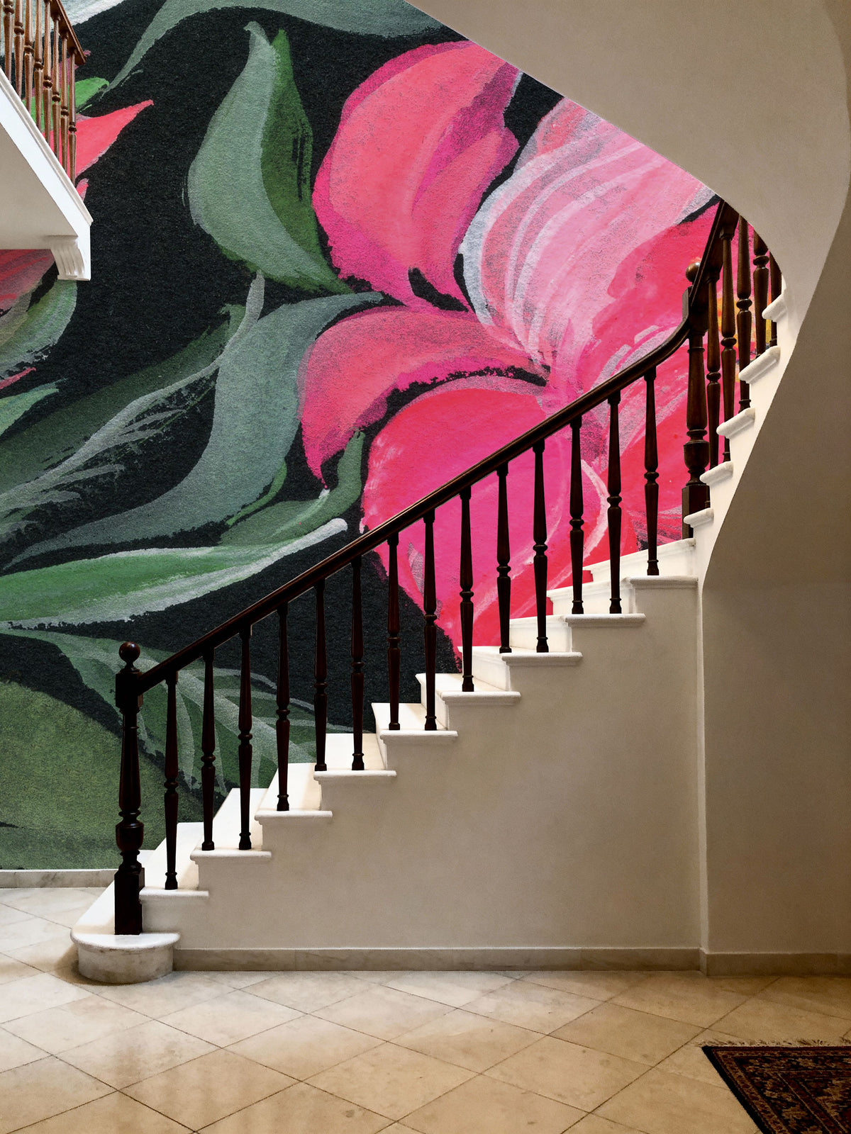 Peony on Black Mural Wallpaper - room preview 04