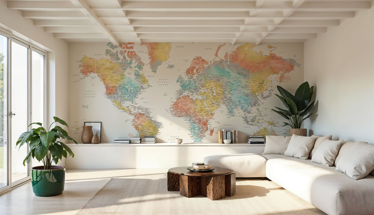 World Map Cities - Fifi Mural Wallpaper - room preview 04