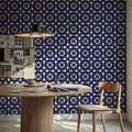 Nara Leaves on Indigo Mural Wallpaper - room preview 04