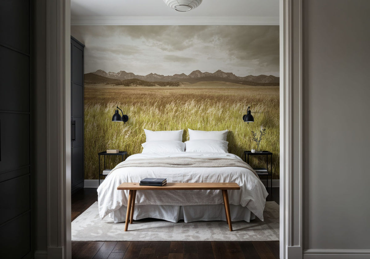 Sawtooth Mountains Panorama Mural Wallpaper - room preview 04