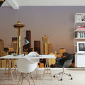 Golden Metropolis Dusk Mountain Mural Wallpaper - room preview 04