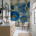 Aquamarine Floral Mural Wallpaper - room preview 04