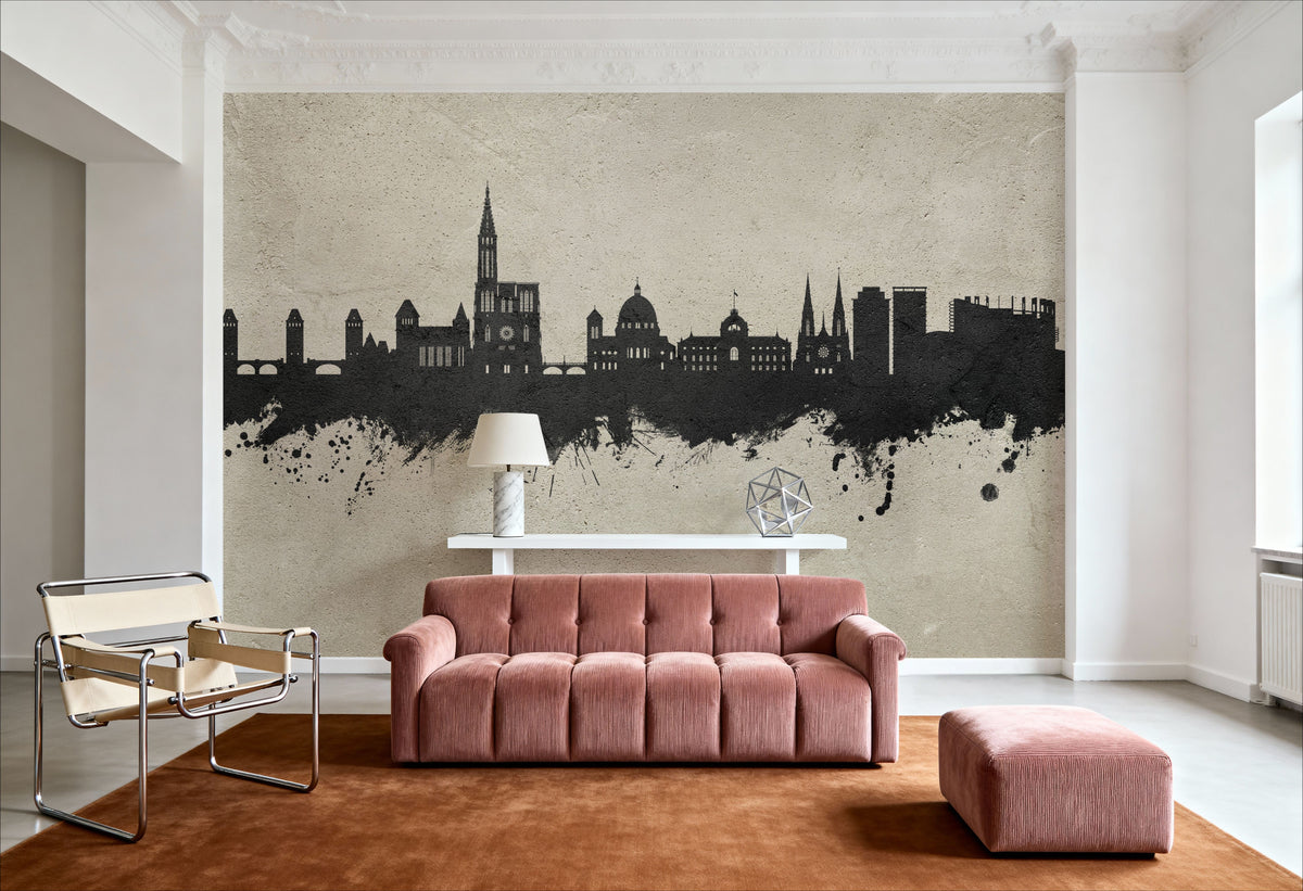 Strasbourg France Skyline Concrete Mural Wallpaper - room preview 04