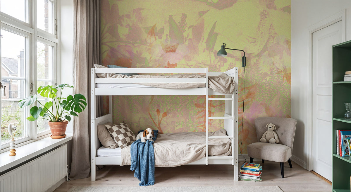Dream Lupine, Butter Yellow Mural Wallpaper - room preview 04