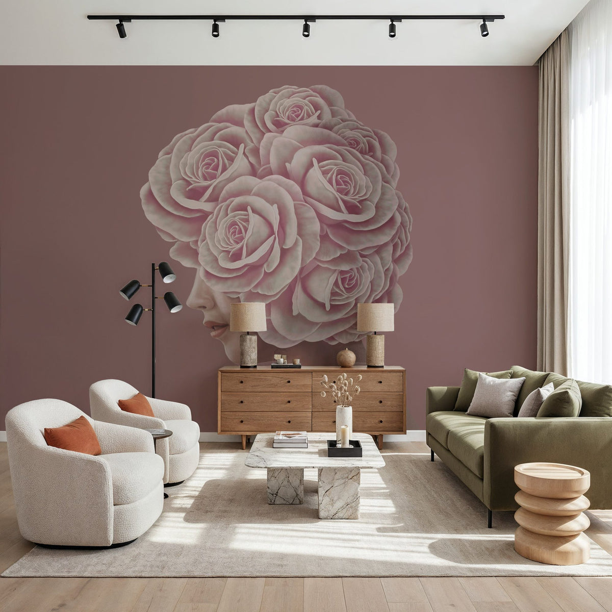 Rose Head Mural Wallpaper - room preview 05