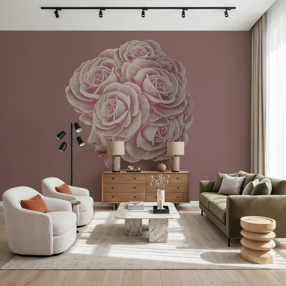 Rose Head Mural Wallpaper - room preview 04