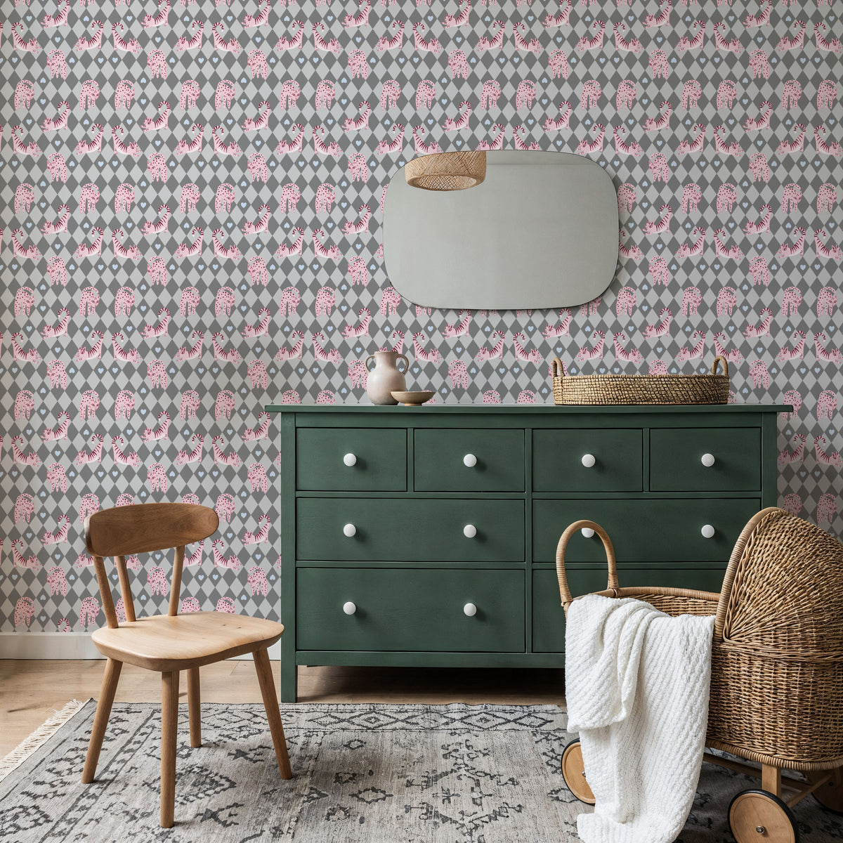 Harlequin Kittens, Blush Mural Wallpaper - room preview 04