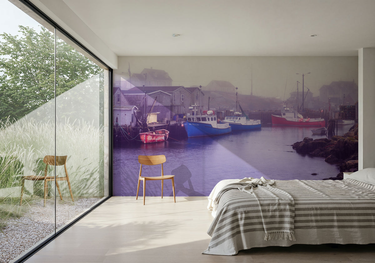 Foggy Fishing Purple Mural Wallpaper - room preview 04