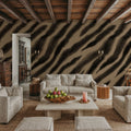 Watercolor Tiger Stripes, Mocha Mural Wallpaper - room preview 04