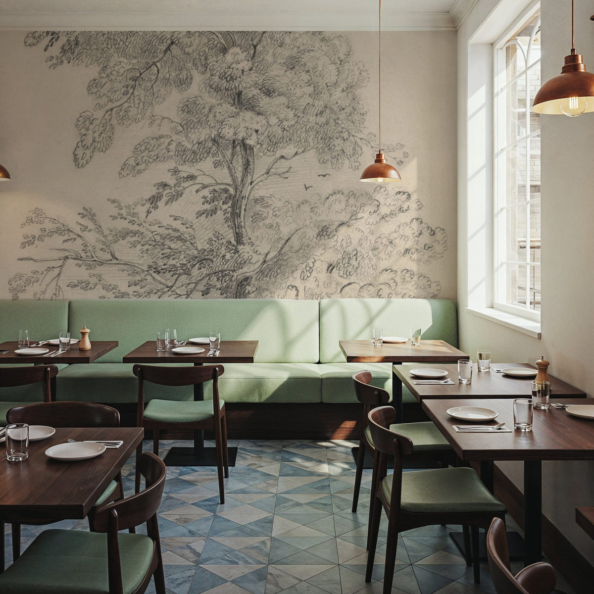 Tree Sketch Mural Wallpaper - room preview 04