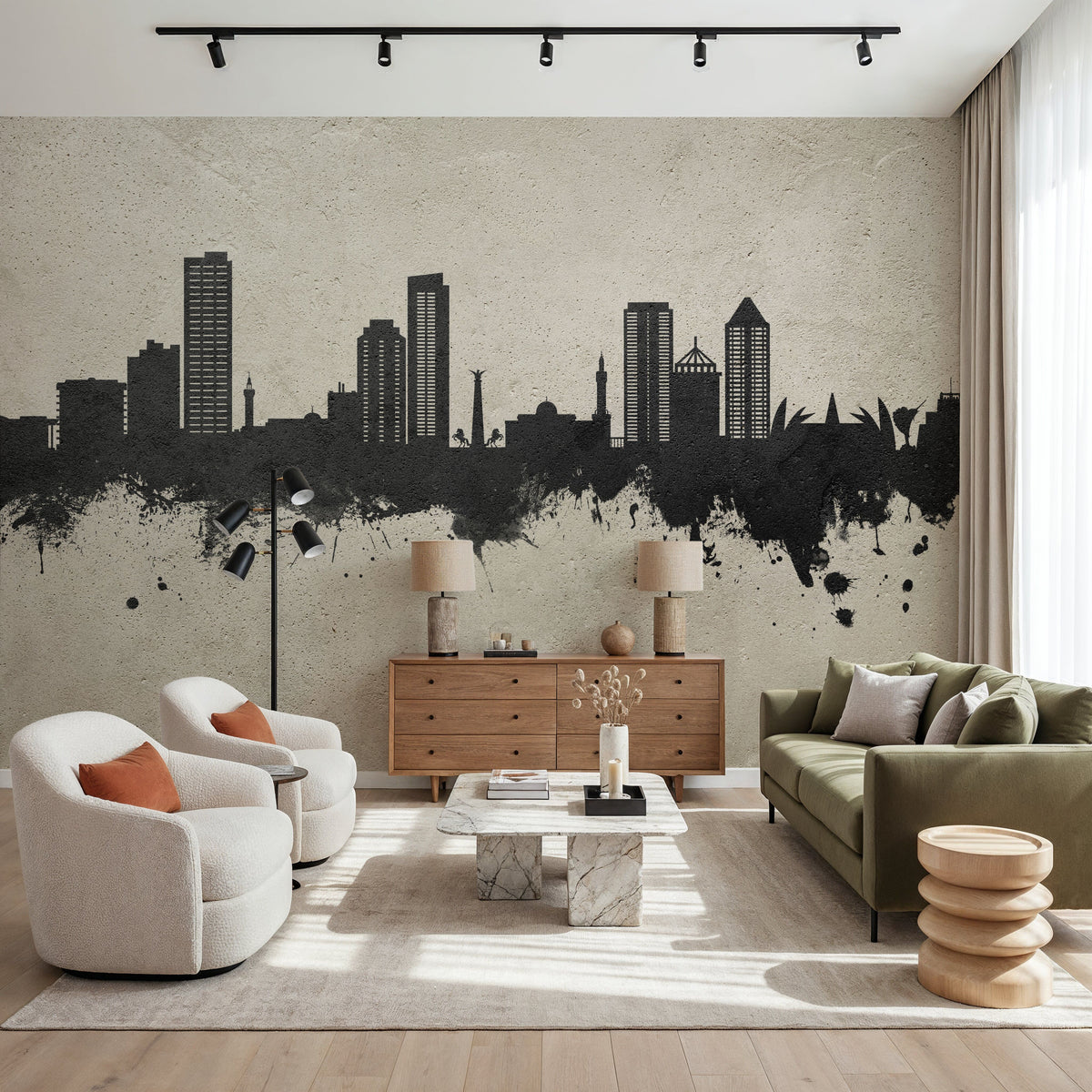Umm Al Quwain Skyline Concrete Mural Wallpaper - room preview 04