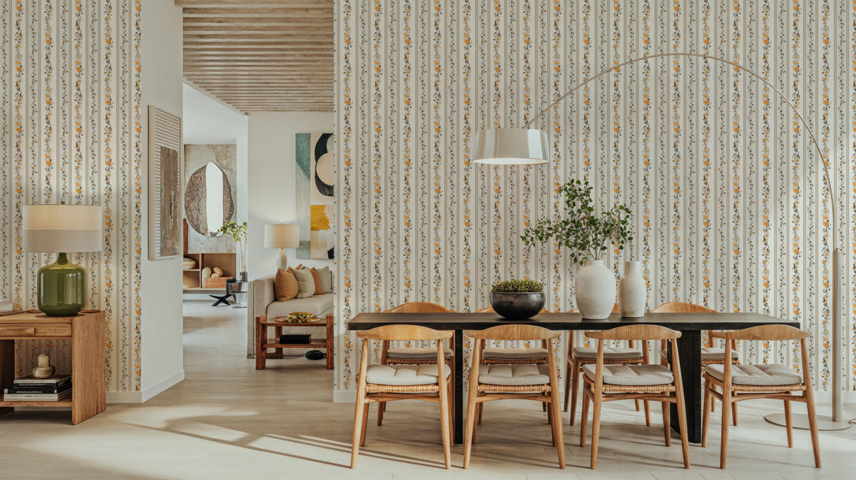 Striped Blossom Mural Wallpaper - room preview 04