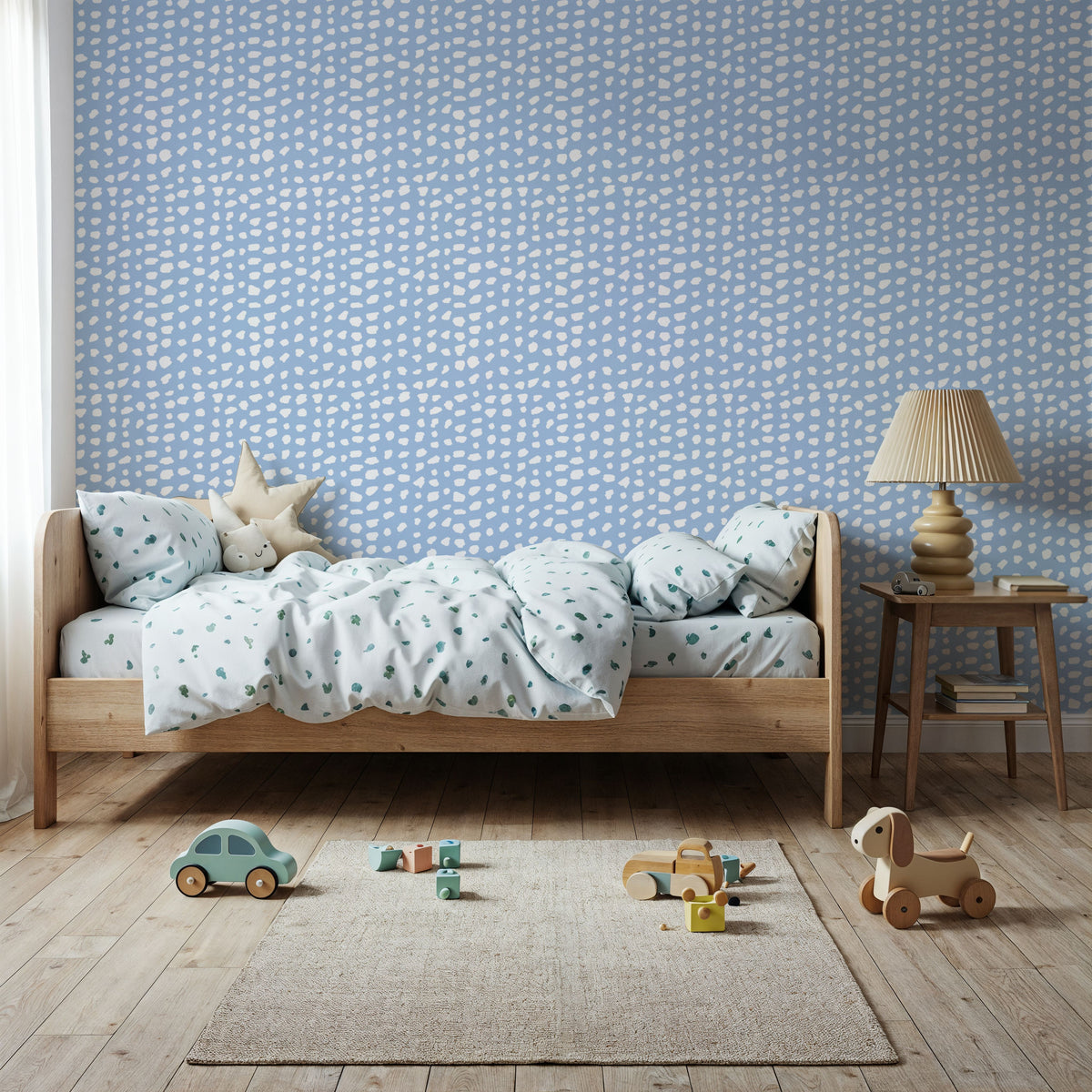 Light Blue Fish Dots Mural Wallpaper - room preview 04