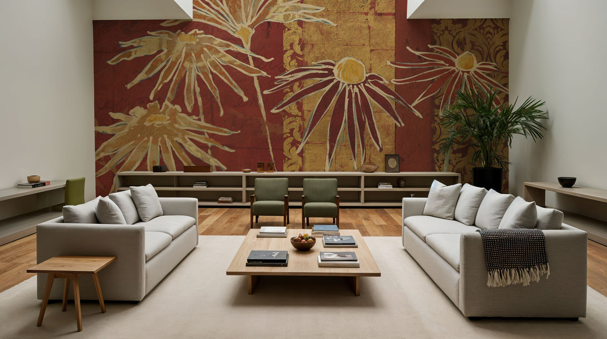 Flowers on Spice Mural Wallpaper - room preview 04