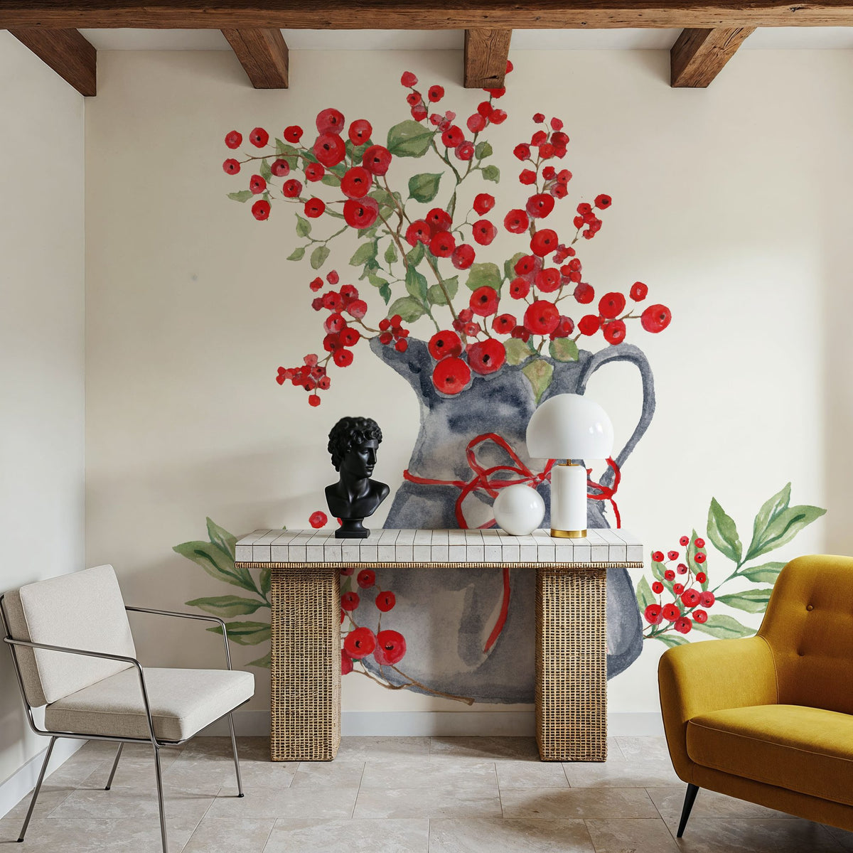Winterberry Tidings IV Mural Wallpaper - room preview 04