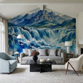 Nordic Waterfall - Watercolor Landscapes Series Mural Wallpaper - room preview 04