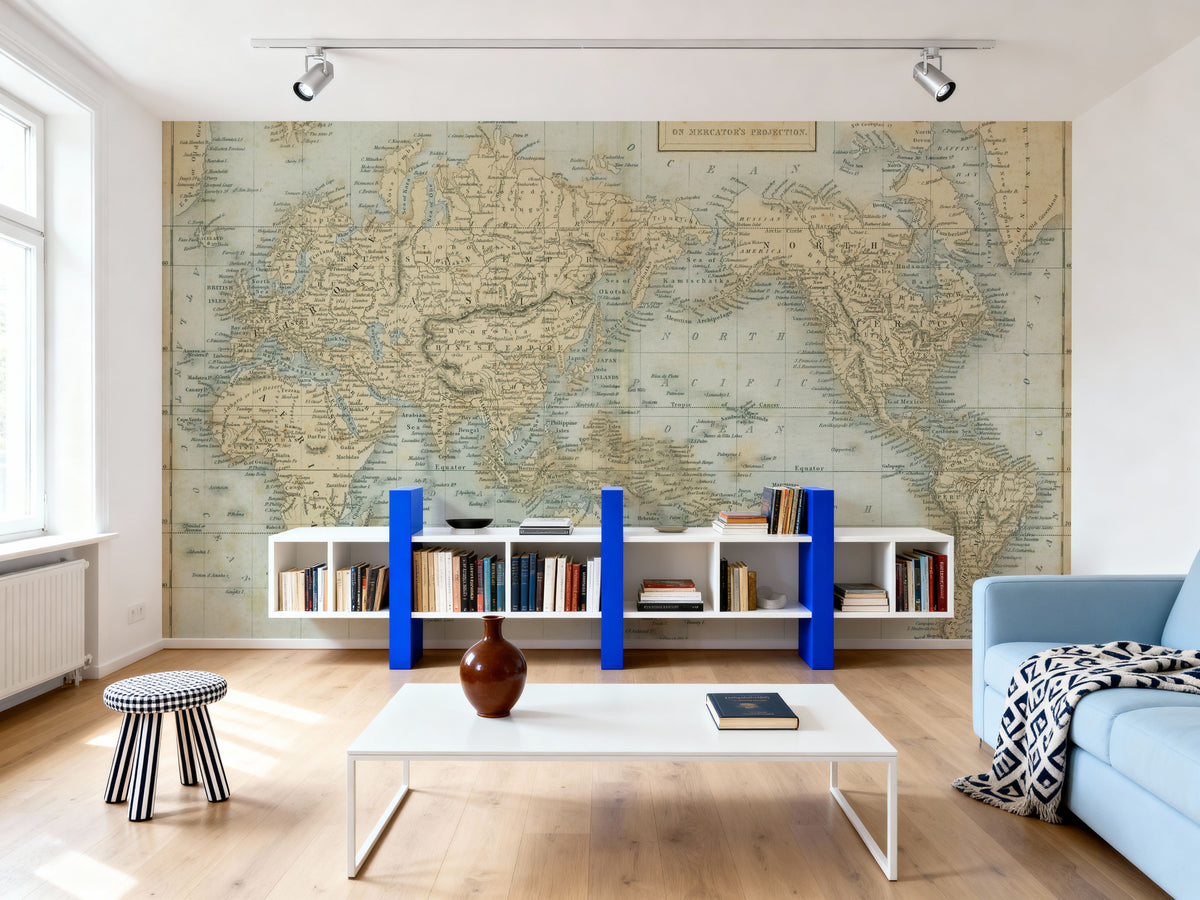 The World Map Asia Mural Wallpaper - room preview 04
