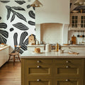 Monstera Cuttings, Black & White Mural Wallpaper - room preview 04