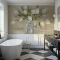 April Tulips Neutral Mural Wallpaper - room preview 04