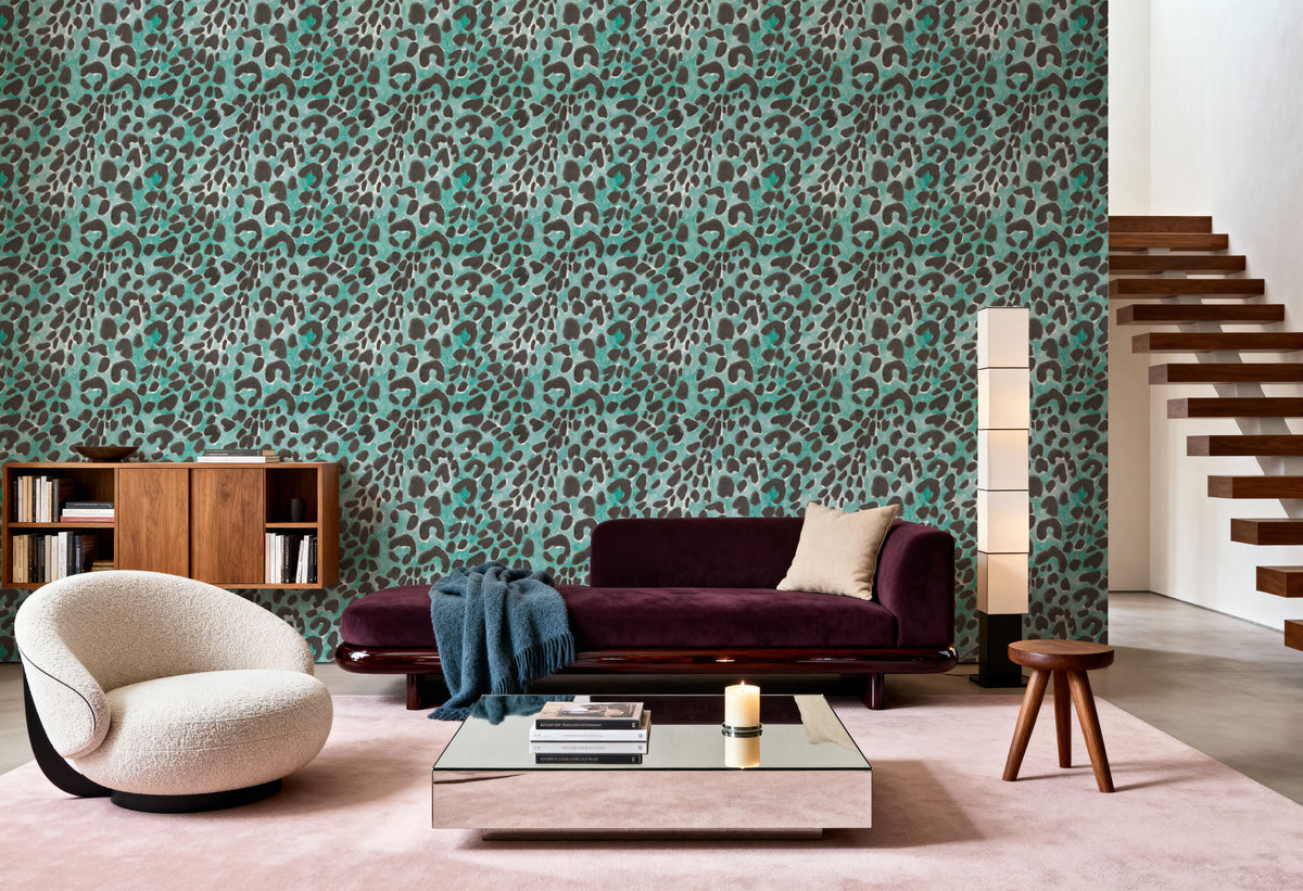 Summer Paws Turqouise Mural Wallpaper - room preview 04