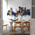 Fort Lauderdale Florida Skyline Blue & Bronze Mural Wallpaper - room preview 04
