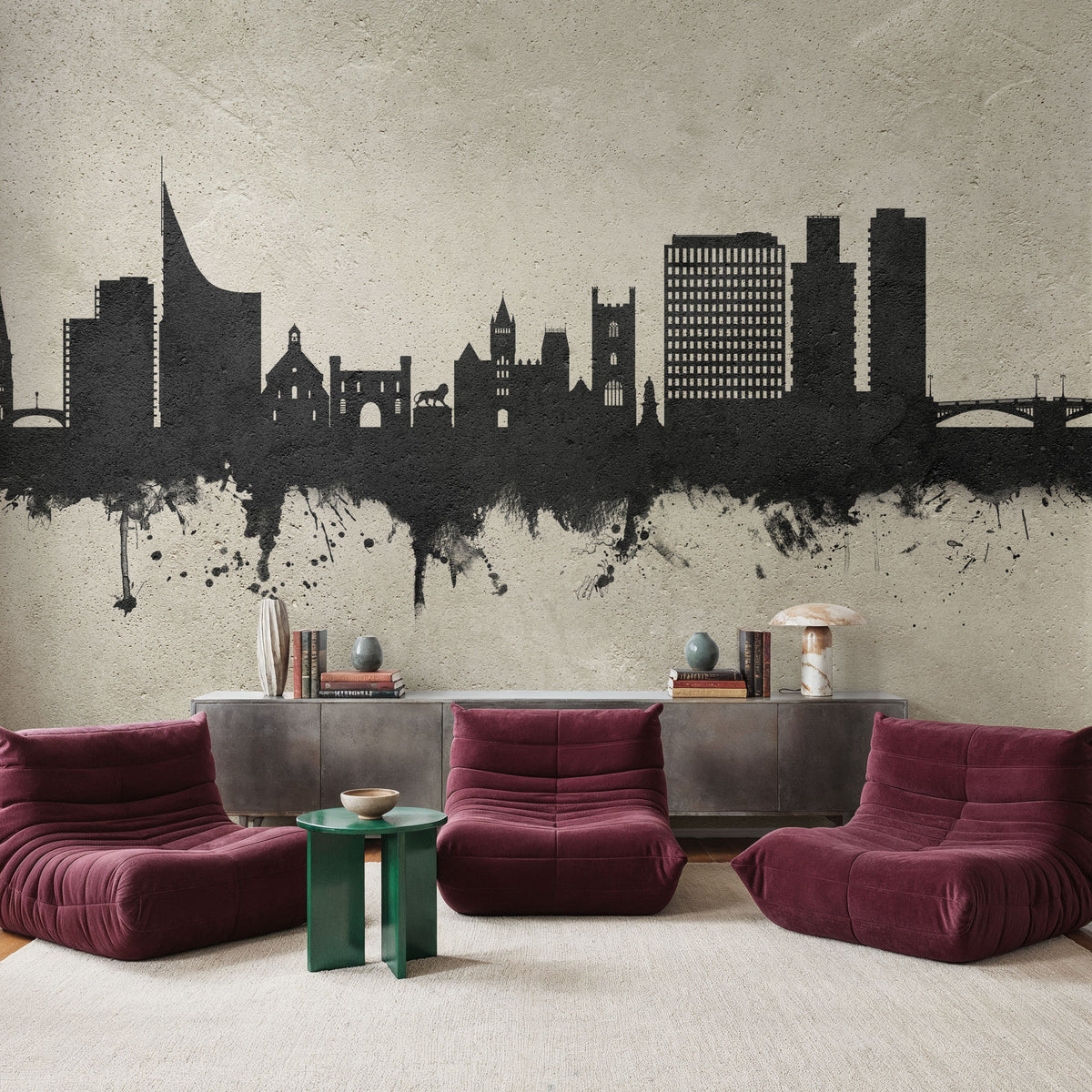 Reading England Skyline Concrete Mural Wallpaper - room preview 04