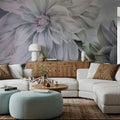 Focus on the Dahlia Green Mural Wallpaper - room preview 04