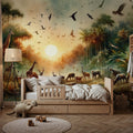Harmony and Diversity in the Jungle's Heart Mural Wallpaper - room preview 04