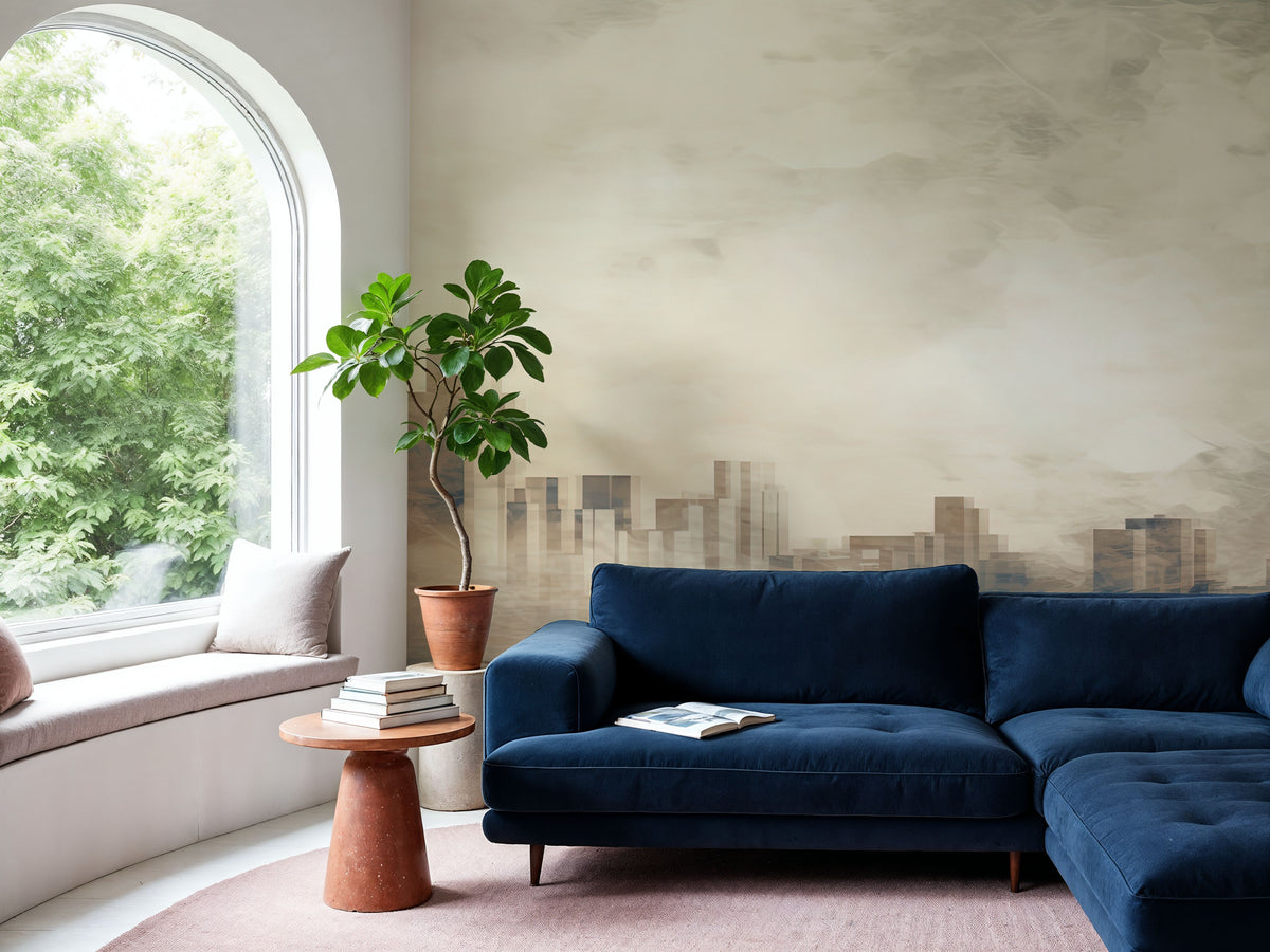 Foggy Cold Skyline Mural Wallpaper - room preview 04
