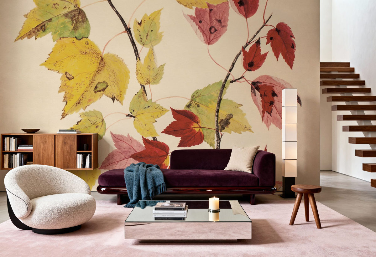 Fall Leaves III Muted Mural Wallpaper - room preview 04